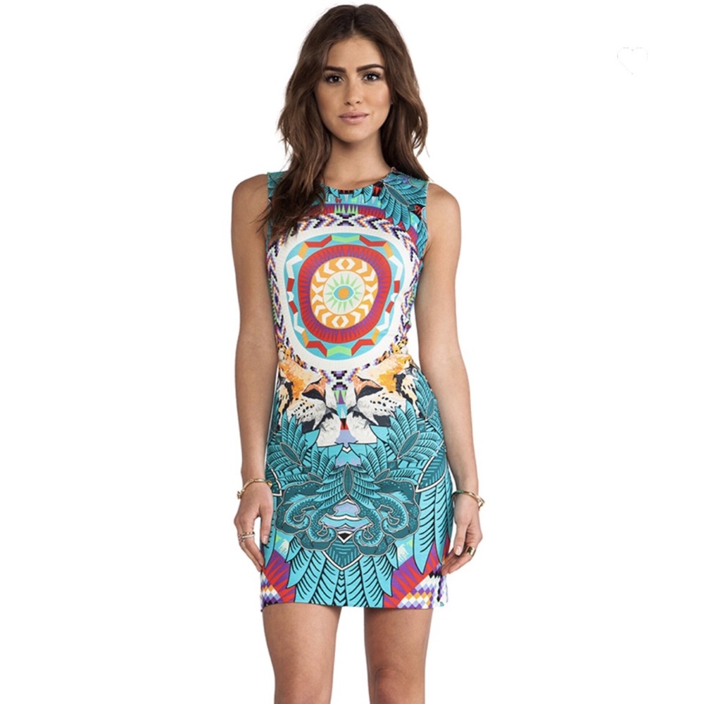 Mara Hoffman Mini Dress Jungle Trip Turquoise XS